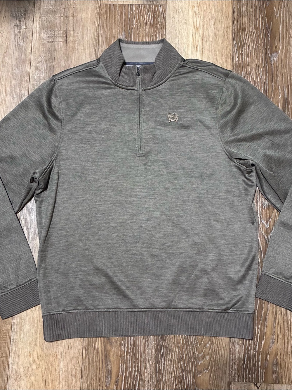 Cinch Men's Olive Gray Quarter-Zip Pullover Large Embroidered Western NWOT